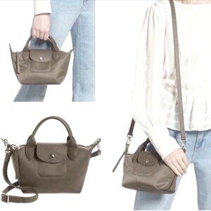 LONGCHAMP ExtraSmall Le Pliage Neo Nylon  muted, warm gray-taupe shade $260